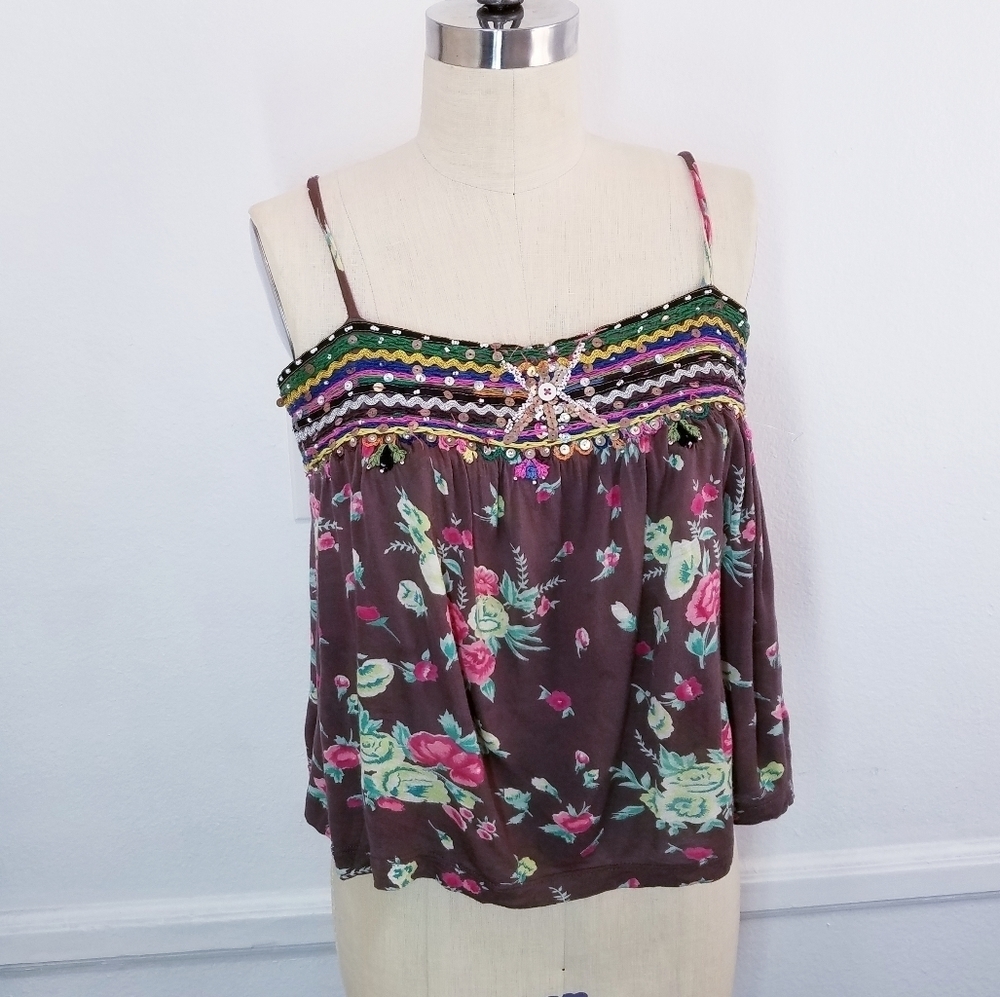 🌸 Free People | Floral Strapless Jersey Tank‎ M